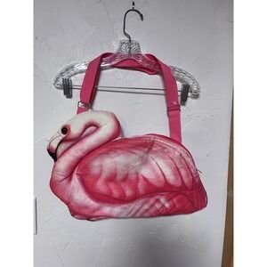Vintage 1992 Island Trash Pink Flamingo Novelty Crossbody Bag Retro Tropical